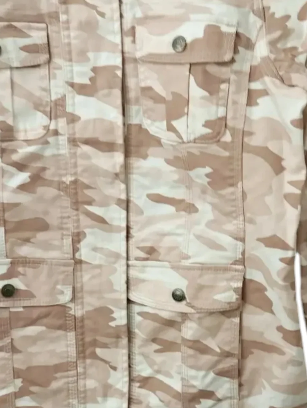 Neutral Light Desert Camouflage Safari Cargo Pockets Utility Light Jacket Sz S